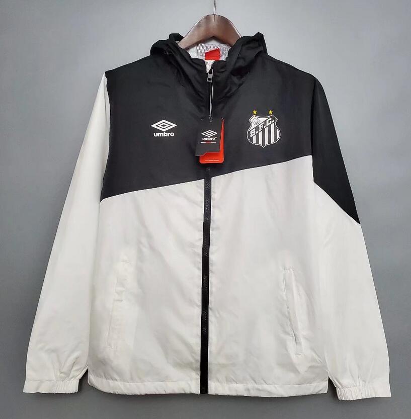 2021/22 Santos FC White Black Hoodie Windbreaker Jacket